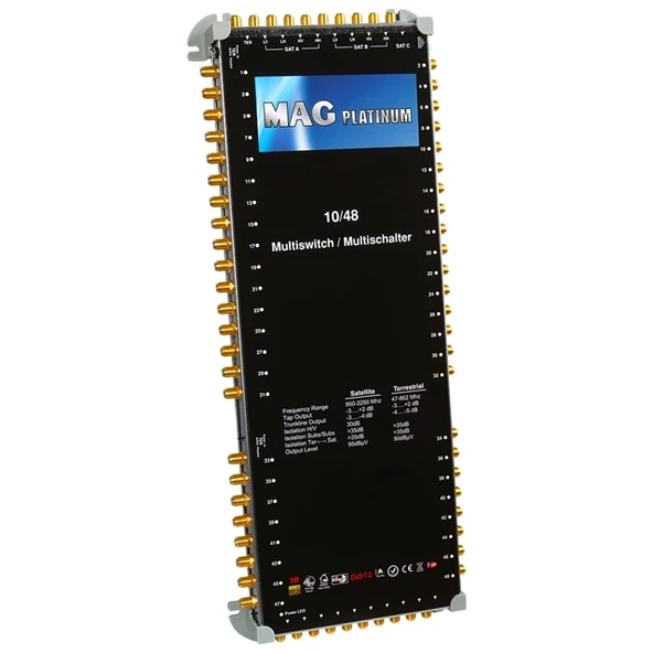 MAG Platinum MP 10/48 Multiswitch - 10 Giriş 48 Çıkışlı Merkezi Uydu Santrali Hybrid 4K ve 3D Destekli ürün görseli 1