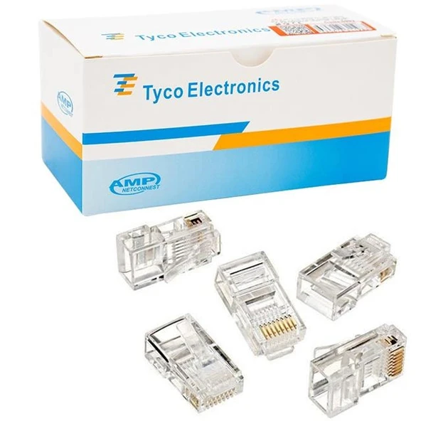 PowerMaster PM-5992 AMP Cat6 RJ45 CAT5/6/7 Konnektör (100'lü Paket) ürün görseli 1
