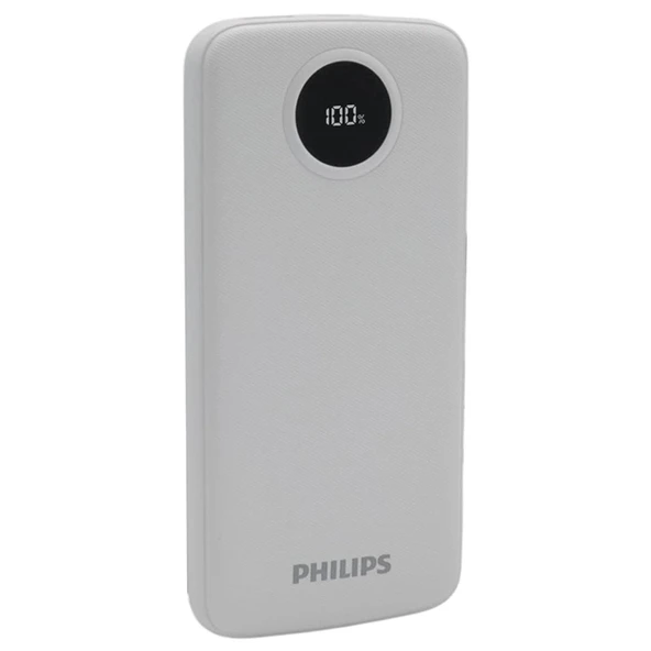 Philips DLP7712CB 10.000mAh PD Hızlı Şarj Dijital Ekranlı Beyaz Powerbank ürün görseli 1
