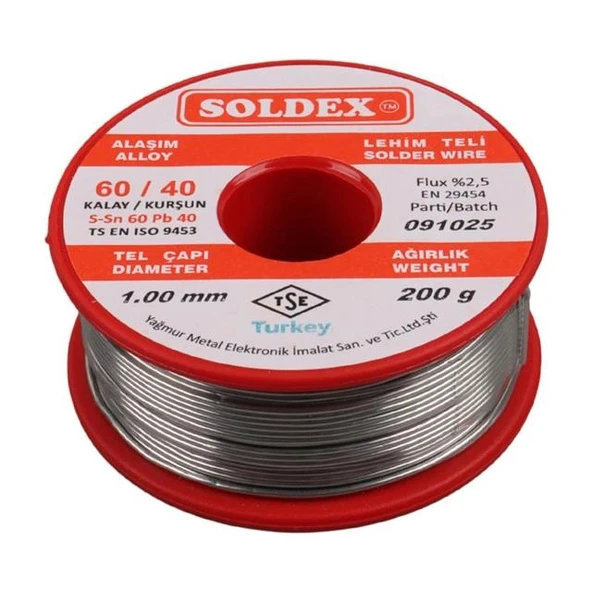 Soldex 1.00Mm Kalın 200 Gram Kalın Lehim Teli SN60 PB40 ürün görseli 1