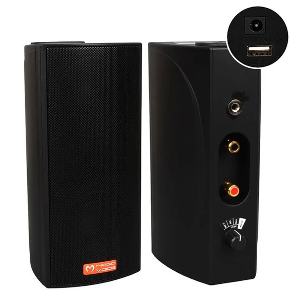 MagicVoice MV-19 2x7.5 CM 40 Watt Komütatörlü Hat Trafolu Siyah Sütun Hoparlör (2'li Takım) ürün görseli 1