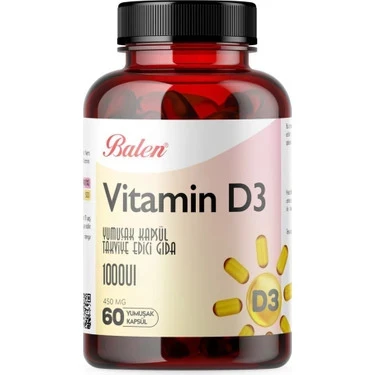 BALEN VİTAMİN D3 YUMUŞAK KAPSÜL 1000 IU 450 MG *60 ürün görseli 1