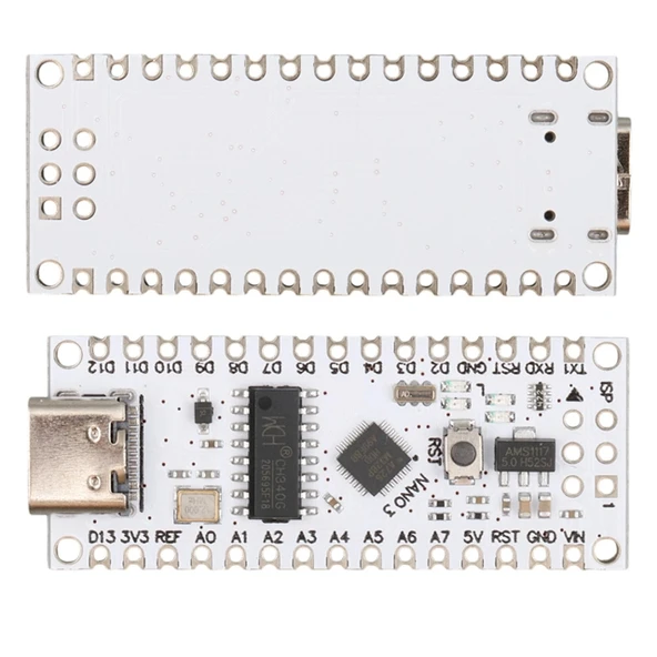 Arduino Nano V3.0 Uyumlu USB-C (Beyaz PCB) Geliştirme Kartı ürün görseli 1