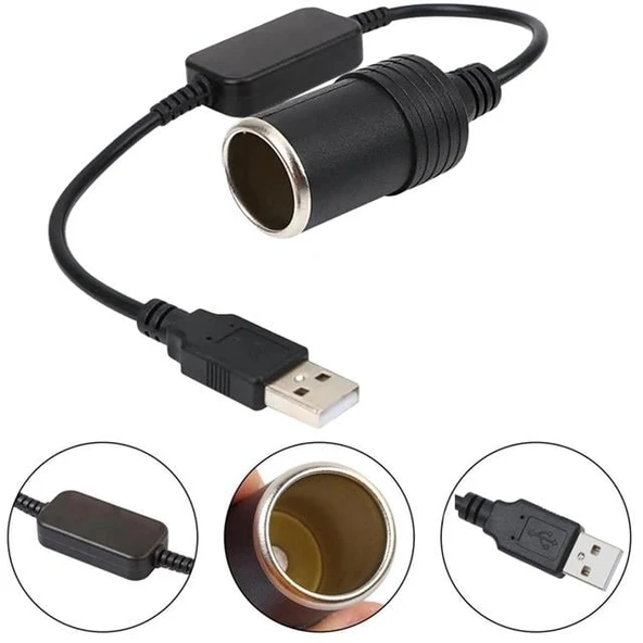 Powermaster PM-5726 USB 2.0 Siyah 5 Volt 2 Amper To 12 Volt 800mAh Araç Çakmaklığına Çevirici ürün görseli 1