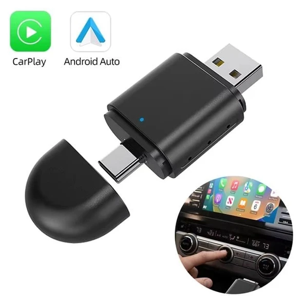 PowerMaster PM-27447 Kablosuz Carplay - Android Auto Çevirici Dönüştürücü Adaptör İki Girişli USB - TYPE-C ürün görseli 1
