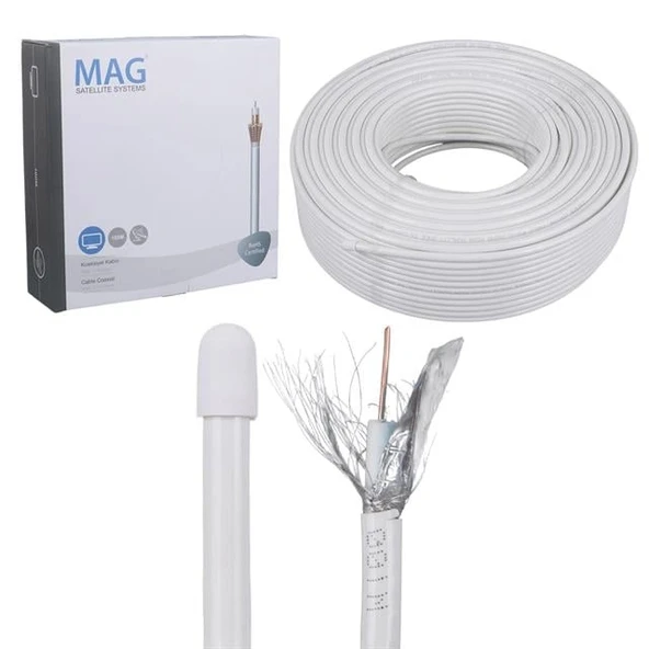 Mag RG6-U4 Bakır SAT1 Anten Kablosu 100 Mt ürün görseli 1