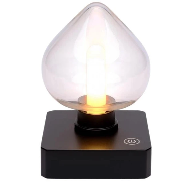 Ledx YQX-ANL95-B03 Amber Renkli Alev Efektli Dokunmatik Masa Lambası 800mAh Şarjlı (Şeffaf Kalpli) ürün görseli 1