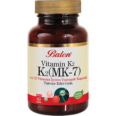BALEN VİTAMİN K2 (MK-7) VE D VİTAMİNİ İÇEREN YUM.KAP. 450 MG *60 ürün görseli 1