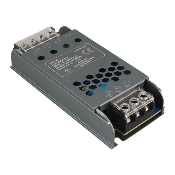 Ledx ALN-M12125 12 Volt 12.5 Amper 57x24x12mm Ultra Slim Metal Kasa Adaptör ürün görseli 1