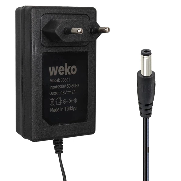 Weko WK-38601 18 Volt - 2 Amper 5.5*2.5 Mm Uçlu Yerli Üretim Priz Tipi Adaptör ürün görseli 1
