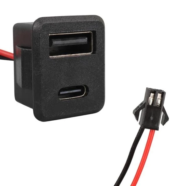 IC-266T-4 Pano Tip Kare Type-C + USB Şarj Soketi Bağlantı Modülü ürün görseli 1