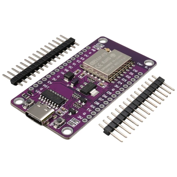 ESP-07S Tabanlı NodeMCU V3 Mor Geliştirme Kartı Harici Anten Girişli ve USB-C Bağlantılı ürün görseli 1