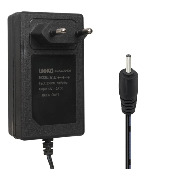 Weko WK-38112 Yerli Üretim 12 Volt - 2 Amper 2.5*0.7 Mm Uçlu Priz Tipi Adaptör ürün görseli 1