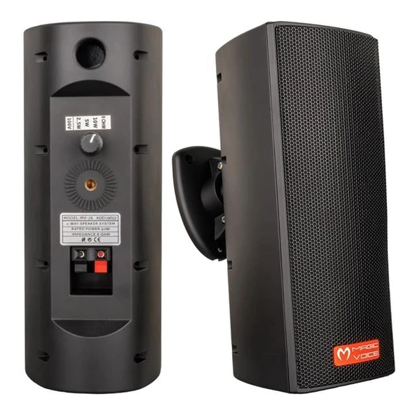 Magicvoice MV-26  2x7,5 Cm 50W 3 Yollu Siyah Sütun Hat Trafolu Hoparlör 2'li Takım ürün görseli 1
