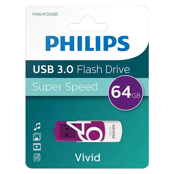 Philips Vivid FM64FD00B/00 64GB USB 3.0 Flash Bellek ürün görseli 1