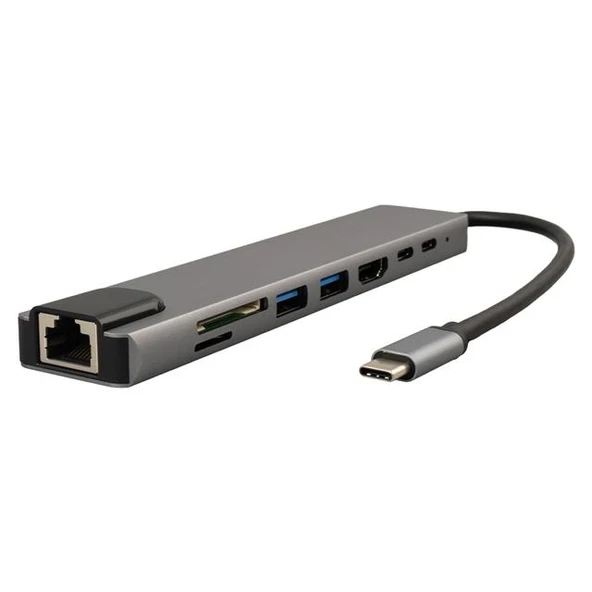 Raca RC-29630 Type-C 8in1 HDMI Çok Fonksiyonlu USB 3.0 Dock Station (Macbook - PC - Playstation - Xbox) ürün görseli 1