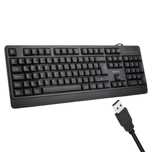 Philips SPK6247B USB 1.2 Metre Kablolu Klasik Siyah Numpadli Türkçe Q Klavye ürün görseli 1