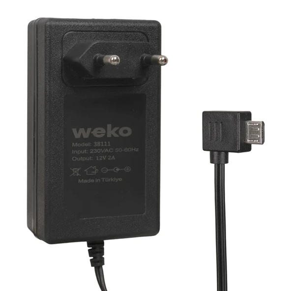 Weko WK-38111 Yerli Üretim 12 Volt - 2 Amper Micro Usb L Uçlu Priz Tipi Adaptör ürün görseli 1