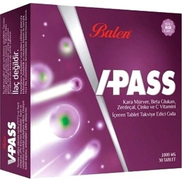 BALEN V-PASS KARA MÜRVER, BETA GLUKAN, ZERDEÇAL, ÇİNKO 1000 MG *30 ürün görseli 1