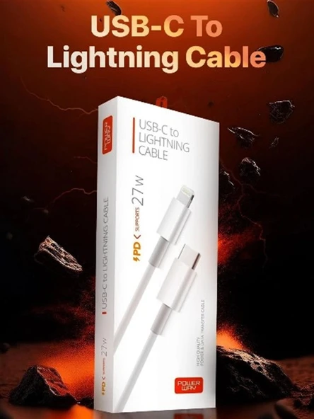 Powerway PD27 27W Type-C To Lightning Şarj Kablosu ürün görseli 1