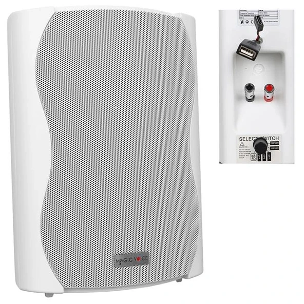 MagicVoice F-LHY6.5S 6.5" (16 CM) Hat Trafolu Duvar Tipi Sütun Hoparlör (30W RMS / 200W Peak - MP3 USB Uyumlu) - Beyaz ürün görseli 1