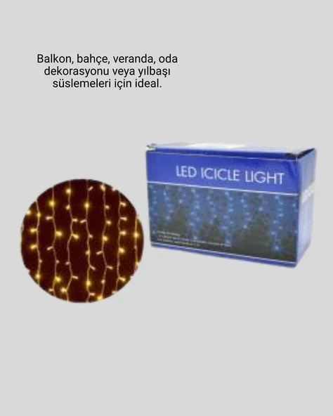 4 Metre Icicle Şelale Led Yılbaşı Perde Işık Sıcak Ambiyans - Resim 2