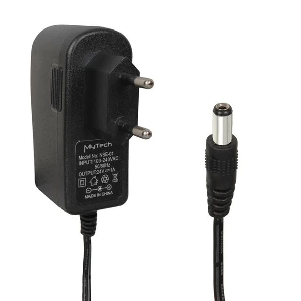 Mytech NSE-01 24 Volt 1 Amper 5.5*2.5 Mm Uçlu Priz Tipi Plastik Kasa Adaptör ürün görseli 1