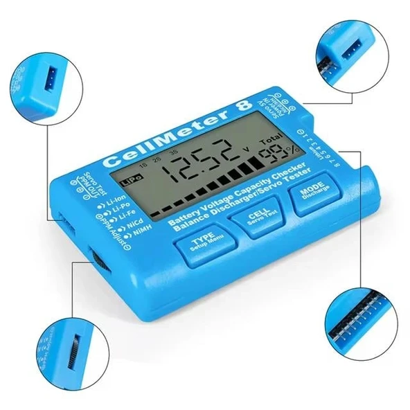 PowerMaster PM-26959 Pil Kapasite Voltaj Test Cihazı RC 1-8S Lipo Lityum NIMH ürün görseli 1
