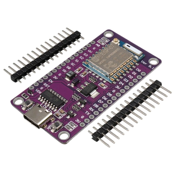 ESP-07 Modüllü NodeMCU V3 Mor Geliştirme Kartı IoT Projeleri İçin USB-C Haberleşme Modülü ürün görseli 1