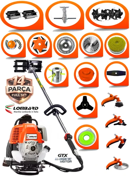 Cros LOMBARD İtaly TORINO-X14 Pro Seri Sırt Tırpan+ Akrobat Çapalama + Toprak Eşeleme 14 Parça Arazi Set ürün görseli 1