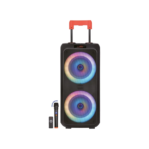 Valiz Tipi Tekerlekli Ultra Güçlü Ses Çift Hoparlörlü Karaoke Bluetooth Mikrofonlu Işıklı Speaker ürün görseli 1
