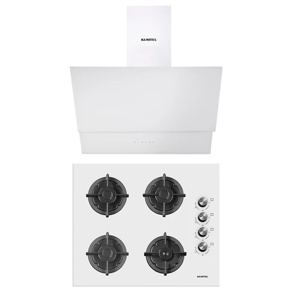 Kumtel Plus 2'li Beyaz Ankastre Set (Ocak-Davlumbaz) ürün görseli 1