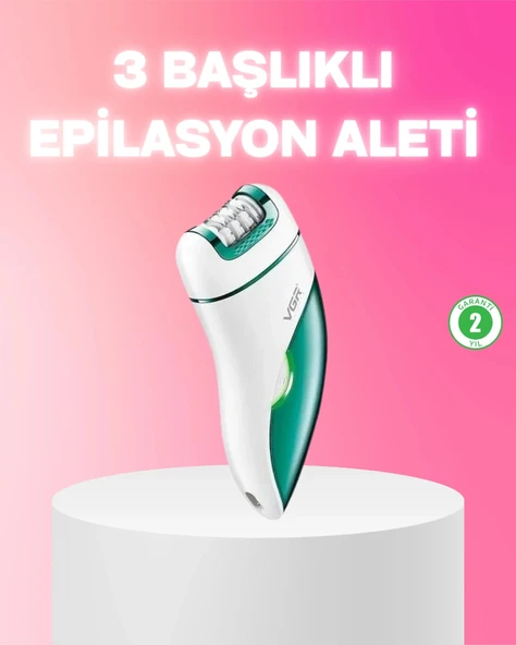 3 in 1 Epilatör Metal Başlıklı IPX5 Su Geçirmez 90 Dakika Şarjlı Epilasyon Cihazı P196866S5690 ürün görseli 1