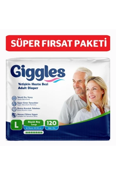 Yetişkin Bel Bantlı Hasta Bezi Large 30'lu 4 Paket 120 Adet ürün görseli 1