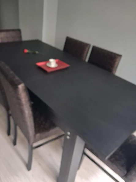 Masa Sandalye Sarmaşık 90657 Siyah Masa Suni Deri Döşeme 6 Adet Sandalye ürün görseli 1