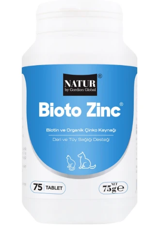 Bioto Zinc 75 Tablet Büyük Boy Kedi Köpek Tüy Vitamini ürün görseli 1