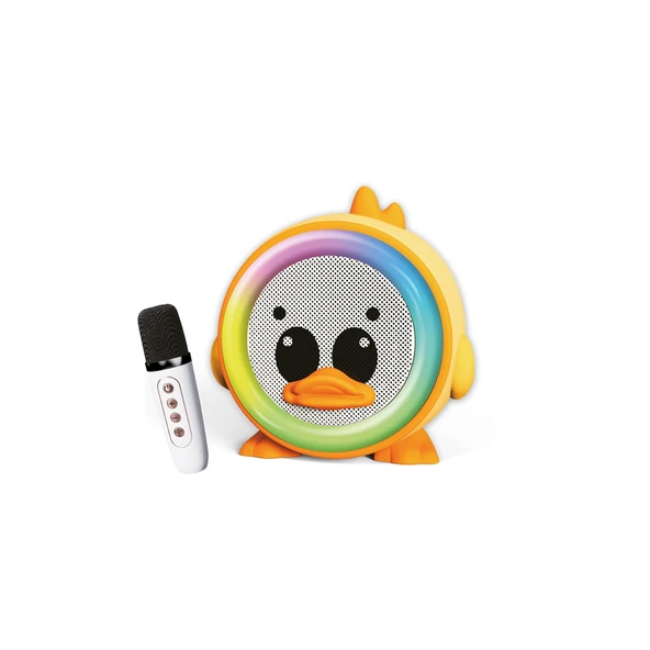 Ördek Figürlü Mini Karaoke Hoparlör Mikrofonlu Taşınabilir Kablosuz Ses Sistemi LED Işıklı ürün görseli 1
