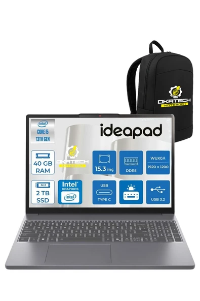 IDEAPAD SLİM 3 İ5-13420H 40 GB RAM 2 TB SSD UHD 15.3" WUXGA WİN11PRO NOTEBOOK+OKATECH ÇANTA ürün görseli 1