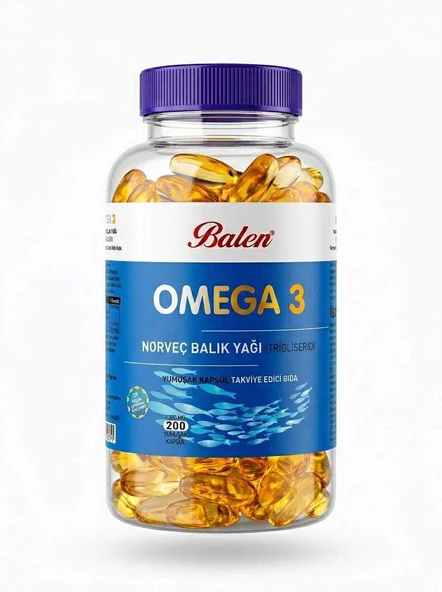 BALEN OMEGA 3 NORVEÇ BALIK YAĞI (TRİGLİSERİD) YUMŞAK KAPSÜL 1380 MG *200 ürün görseli 1