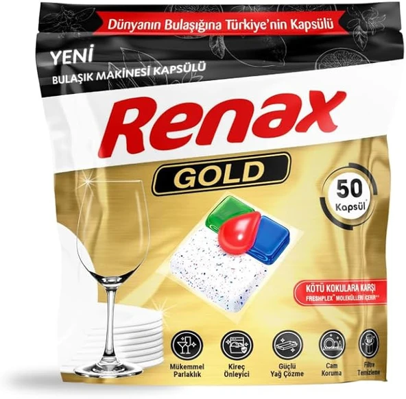 RENAX BULAŞIK MAKİNASI KAPSÜLÜ GOLD  50 Lİ  600GR ürün görseli 1