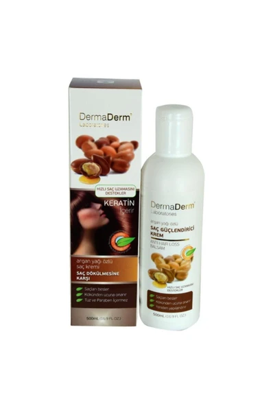 DermaDerm Argan Yağı Özlü Saç Kremi Keratinli Parabensiz 500ML ürün görseli 1
