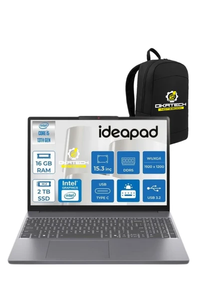 IDEAPAD SLİM 3 İ5-13420H 16 GB RAM 2 TB SSD UHD 15.3" WUXGA WİN11PRO NOTEBOOK+OKATECH ÇANTA ürün görseli 1