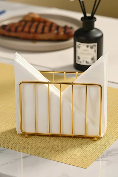 Gold Kafes Metal Peçetelik - Resim 4