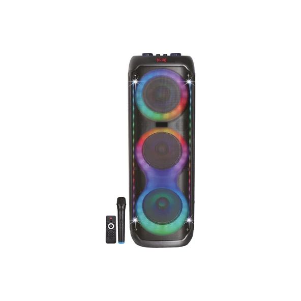 Üçlü 8 İnç Kule Hoparlörlü Karaoke Bluetooth Ses Sistemi Mikrofonlu RGB LED Işıklı ürün görseli 1