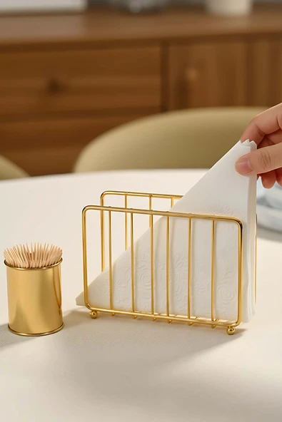 Gold Kafes Metal Peçetelik - Resim 2