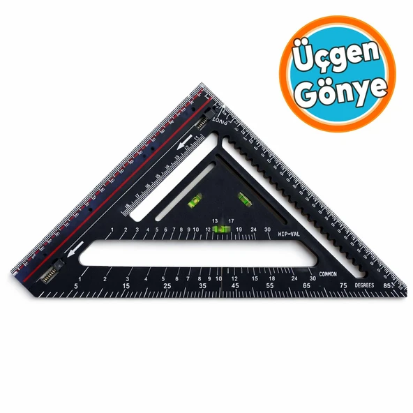 Profesyonel Çok Fonksiyonlu Alaşım Üçgen Gönye 90 Derece Marangoz Ölçü Cetveli İşaretleme Aparatı ürün görseli 1