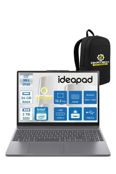 IDEAPAD SLİM 3 İ5-13420H 24 GB RAM 2 TB SSD UHD 15.3" WUXGA WİN11PRO NOTEBOOK+OKATECH ÇANTA ürün görseli 1