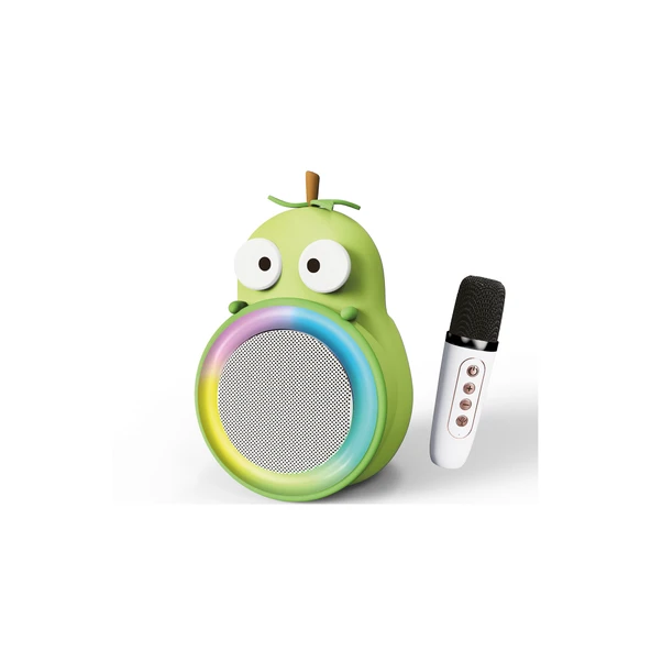 Avokado Figürlü Mini Karaoke Hoparlör Mikrofonlu Taşınabilir Kablosuz Ses Sistemi LED Işıklı ürün görseli 1