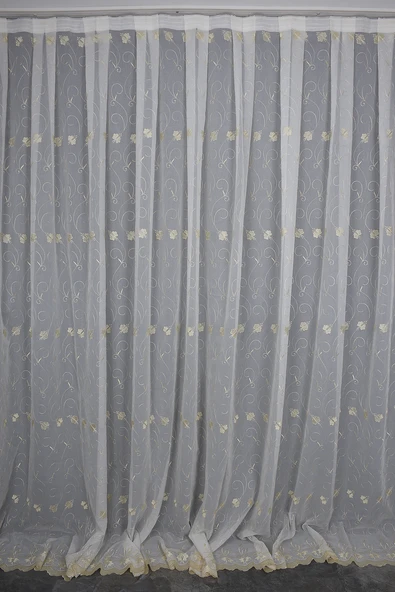 BRODE 2750 DESEN KREM RENK TEK KANAT Hazır dikilmiş Pileli Fon Perde 300*260 cm ürün görseli 1