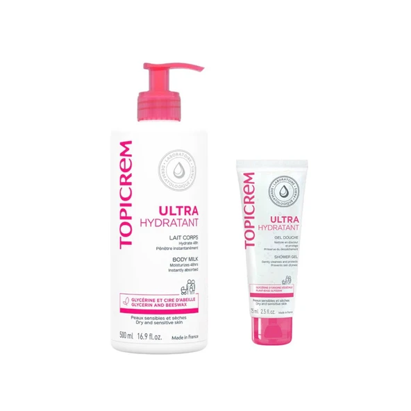 Topicrem Ultra Nemlendirici Vücut Sütü 500 ml + 75 ml Duş Jeli Hediyeli ürün görseli 1